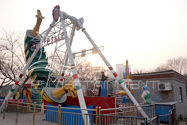 Kids Pirate Ship Swing Playground Equipment for Children Displayed in Dinis's Factory